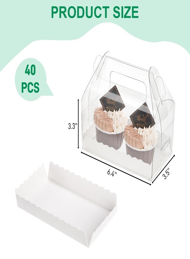 Nagpew 40 Pack Clear Gable Bakery Gift Box, Candy Treat Boxes with Handle, Party Favor Treat Dessert Cookies Container for Birthday Wedding Baby Shower, 6.4''L x 3.5''W x 3.3''H - Image 3